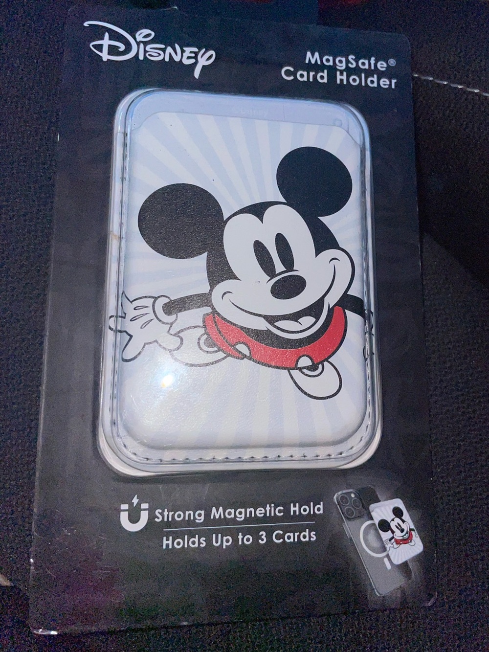 Disney Mickey Mouse MagSafe Card Holder in White and Red